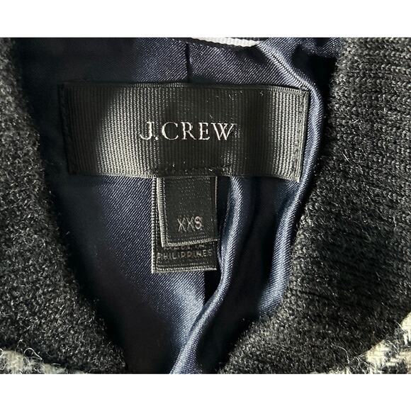 J.Crew Size XXS 100% Wool Classic Houndstooth Bomber Blazer Jacket Black White - Picture 7 of 8